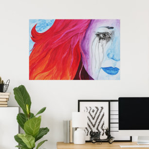 Kleur Verliezend Surrealistische Regenboog Vrouw O Poster