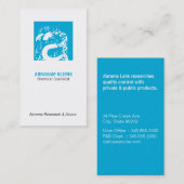 Kleur Vierkant Monogram (blauw) Visitekaartje (Voorkant / Achterkant)