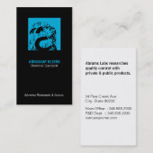 Kleur vierkant monogram (blauw) zwarte achtergrond visitekaartje (Voorkant / Achterkant)