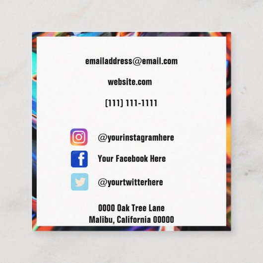 KLEUR VIERKANTE VISITEKAARTJE (Achterkant)