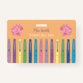 Kleur Vilten Pennen Sinaasappel Student Hall Pass  Badge (Voorkant)