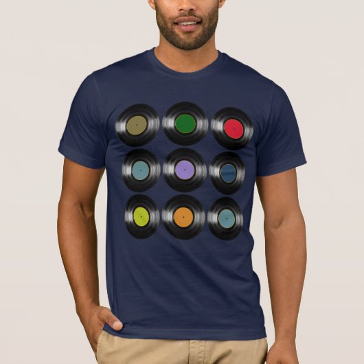 Kleur Vinyl Records Muziek T-shirt (Voorkant)