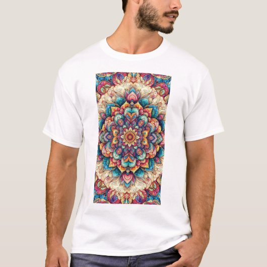 kleur vol bloemen t-shirt (Voorkant)