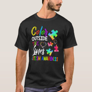 Kleur voor Autisme Bewustzijn Buiten De Lijn Autis T-shirt