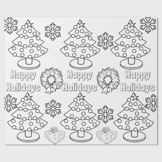 Kleur voor kerstbomen voor kinderen cadeaupapier (Vlak)