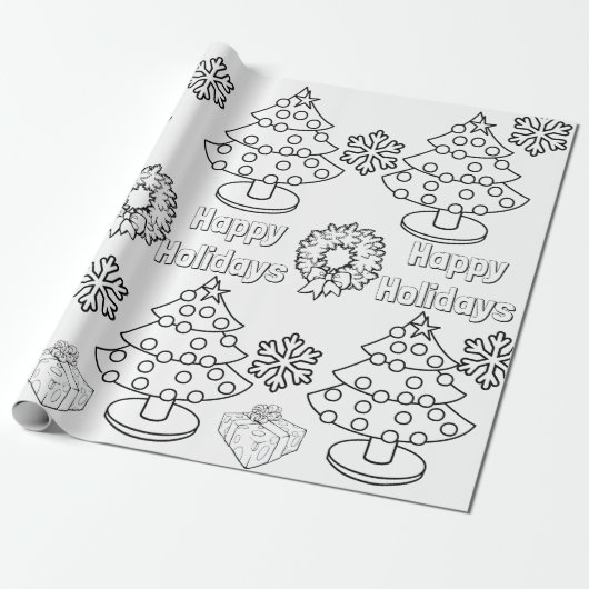 Kleur voor kerstbomen voor kinderen cadeaupapier (Uitgerold)