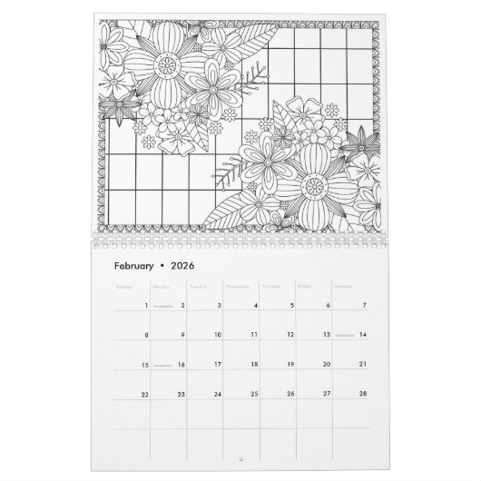 Kleur voor Volwassen bloemen 2023, Kleur uw eigen Kalender (Feb 2026)