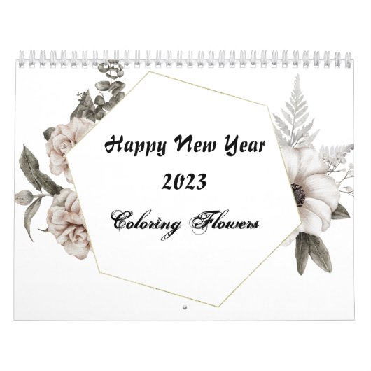 Kleur voor Volwassen bloemen 2023, Kleur uw eigen Kalender (Hoes)