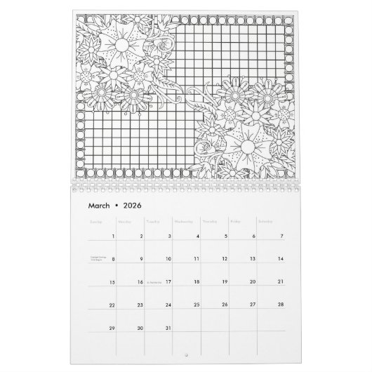 Kleur voor Volwassenen, kleur uw eigen agenda Kalender (Mar 2026)