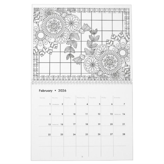 Kleur voor Volwassenen, kleur uw eigen agenda Kalender (Feb 2026)