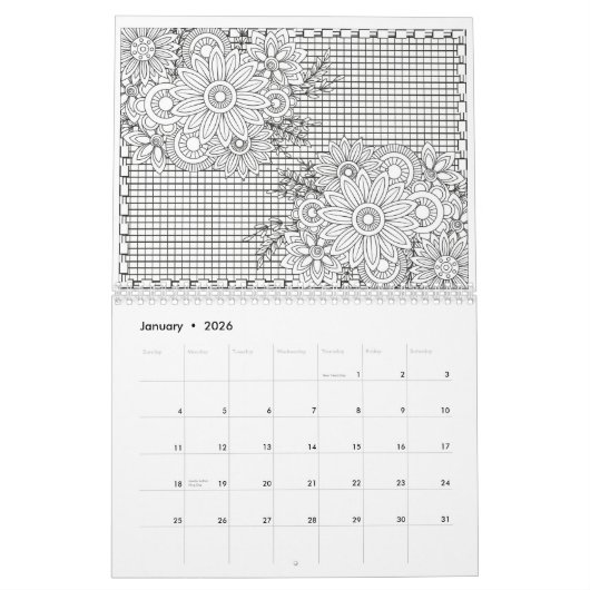 Kleur voor Volwassenen, kleur uw eigen agenda Kalender (Jan 2026)