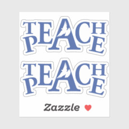 Kleur vrede enige witte duif en blauwe tekst sticker