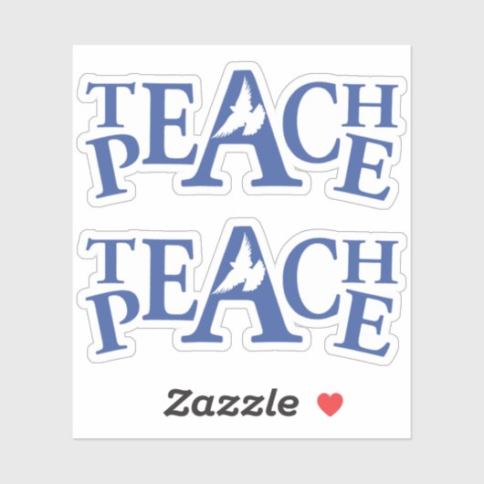 Kleur vrede enige witte duif en blauwe tekst sticker (Vel)