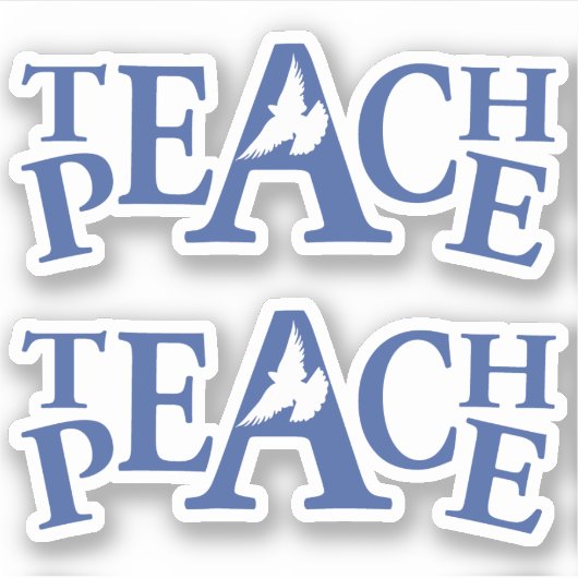 Kleur vrede enige witte duif en blauwe tekst sticker (Voorkant)