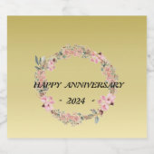 Kleur waterverf bloembloem ,Gouden gradiëntnaam Sparkling Wijnetiket (Enkel label)