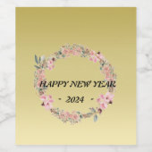 Kleur waterverf bloembloem ,Gouden gradiëntnaam Wijn Etiket (Enkel label)