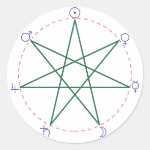 Kleur weekdag heptagram ronde sticker