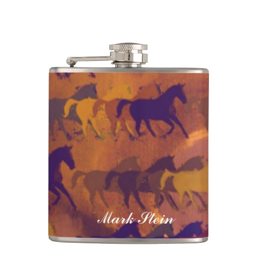 Kleur whisky paarden heupfles (Voorkant)