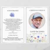 Kleur Wildllowers Silver Photo Obiturary Flyer (Voorkant)