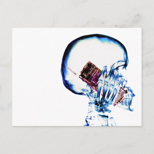 Kleur X-Ray Vision Skeleton Skull Phone Telefoon Briefkaart (Voorkant)