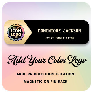 Kleur Zakelijk Logo Zwart Goud Klassiek Chevron ID Naamplaatje