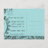 kleur zwart en blauw bloem, behalve de datum aankondigingskaart (Achterkant)