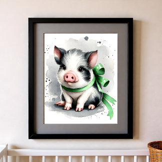 Kleuraccent Kinderkamer Boerderijdieren Varken Poster