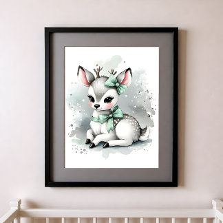 Kleuraccent Kinderkamer Bosdieren Herten Poster