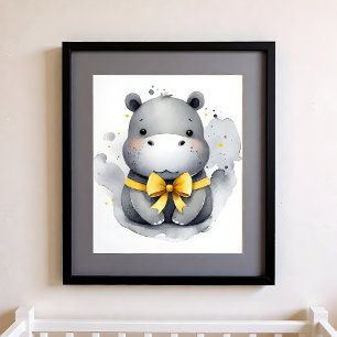 Kleuraccent Kinderkamer Jungle Dieren Nijlpaard Poster