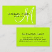 Kleurachtergrond monogram bittere limoen visitekaartje (Voorkant / Achterkant)