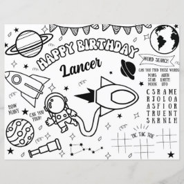 Kleuractiviteitpagina voor astronautenfeestje in d