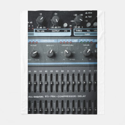 Kleurafbeelding van vele knoppen in een geluidsopn fleece deken (Voorkant)