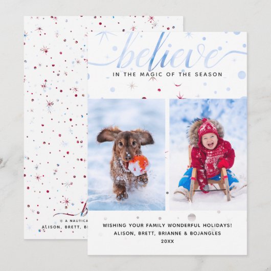 Kleurafstemming Typografie Geloof in de Magie Feestdagenkaart (Voorkant / Achterkant)