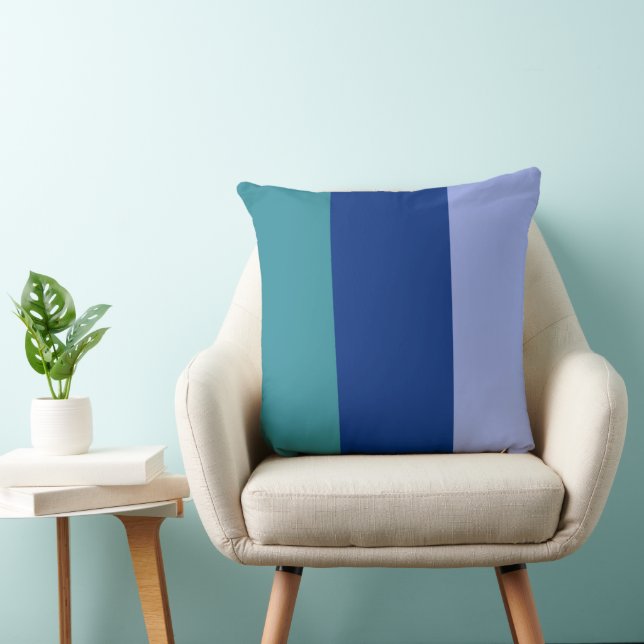 Kleurbanden Drie Tinten Blauw Kussen (Stoel)
