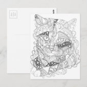 Kleurbare kat Abstracte art volwassen kleuren Briefkaart (Voorkant / Achterkant)