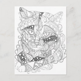 Kleurbare kat Abstracte art volwassen kleuren Briefkaart