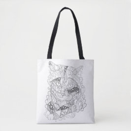 Kleurbare kat Abstracte art volwassen kleuren Tote Bag