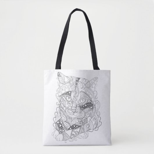 Kleurbare kat Abstracte art volwassen kleuren Tote Bag (Voorkant)
