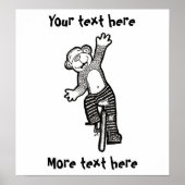Kleurbare Unicycle Monkey Poster (Voorkant)