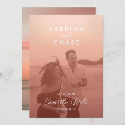 Kleurbedekking Stijlvolle foto Weddenschap Opslaan Kaart (Voorkant / Achterkant)