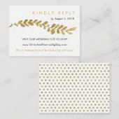 Kleurbewerkbare Faux Gold Leaf Wedding RSVP-Kaart Informatiekaartje (Voorkant / Achterkant)
