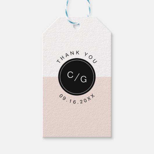 Kleurbewerkbare minimalistische moderne huwelijksm cadeaulabel (Voorkant)