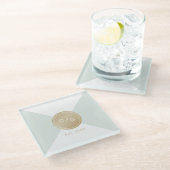 Kleurbewerkbare minimalistische moderne huwelijksm glazen onderzetter (Schuin)