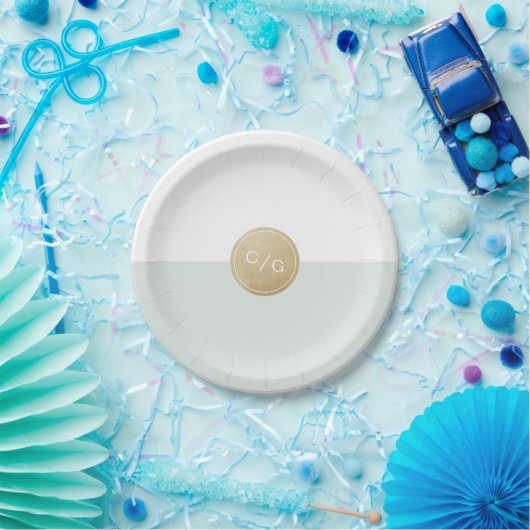 Kleurbewerkbare minimalistische moderne huwelijksm papieren bordje (Feest)