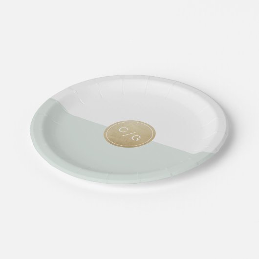 Kleurbewerkbare minimalistische moderne huwelijksm papieren bordje (Gekanteld)