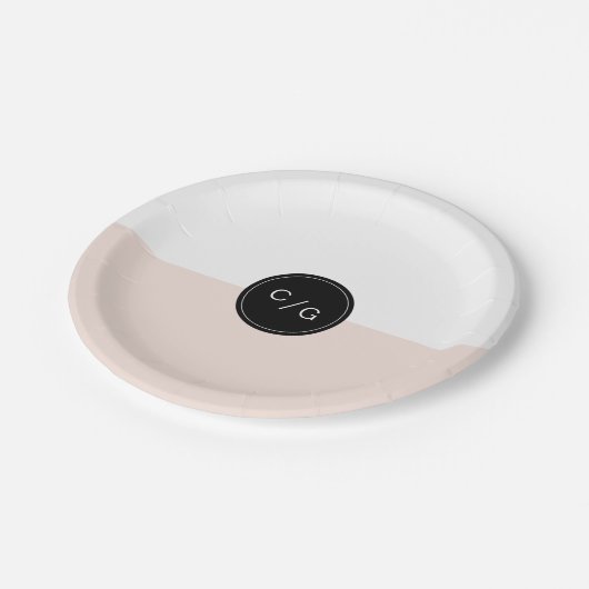 Kleurbewerkbare minimalistische moderne huwelijksm papieren bordje (Gekanteld)