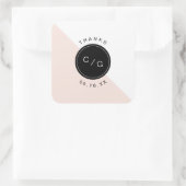 Kleurbewerkbare minimalistische moderne huwelijksm vierkante sticker (Tas)