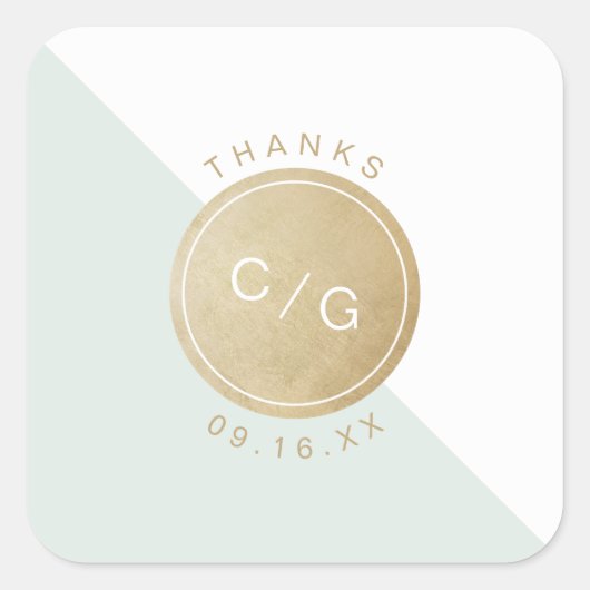 Kleurbewerkbare minimalistische moderne huwelijksm vierkante sticker (Voorkant)