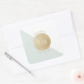 Kleurbewerkbare minimalistische moderne huwelijksm vierkante sticker (Envelop)