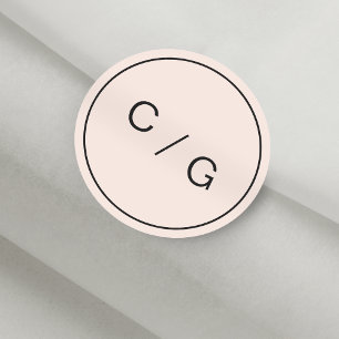Kleurbewerkbare minimalistische moderne monogram v ronde sticker